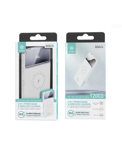 Power Bank con LED Pantalla 12000mAh 22,5W - Blanco | Senove.com