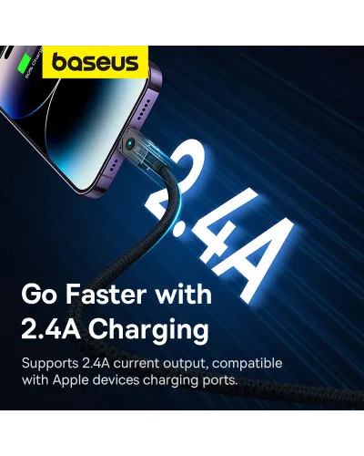 Câble USB vers iPhone Baseus Premium Série Incassable - Charge Rapide & Transfert de Données