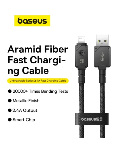 Baseus Premium Unbreakable Series USB to iPhone Cable - Fast Charging & Data Transfer