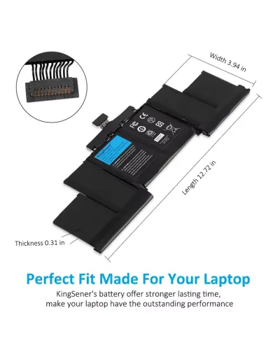 Batterie KingSener A1618 pour Apple MacBook Pro 15" Retina A1398 Année 2015 020-00079 MJLQ2LL/A MJLT2LL/A